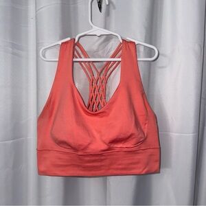 Vibrant Coral Strappy Sports Bra